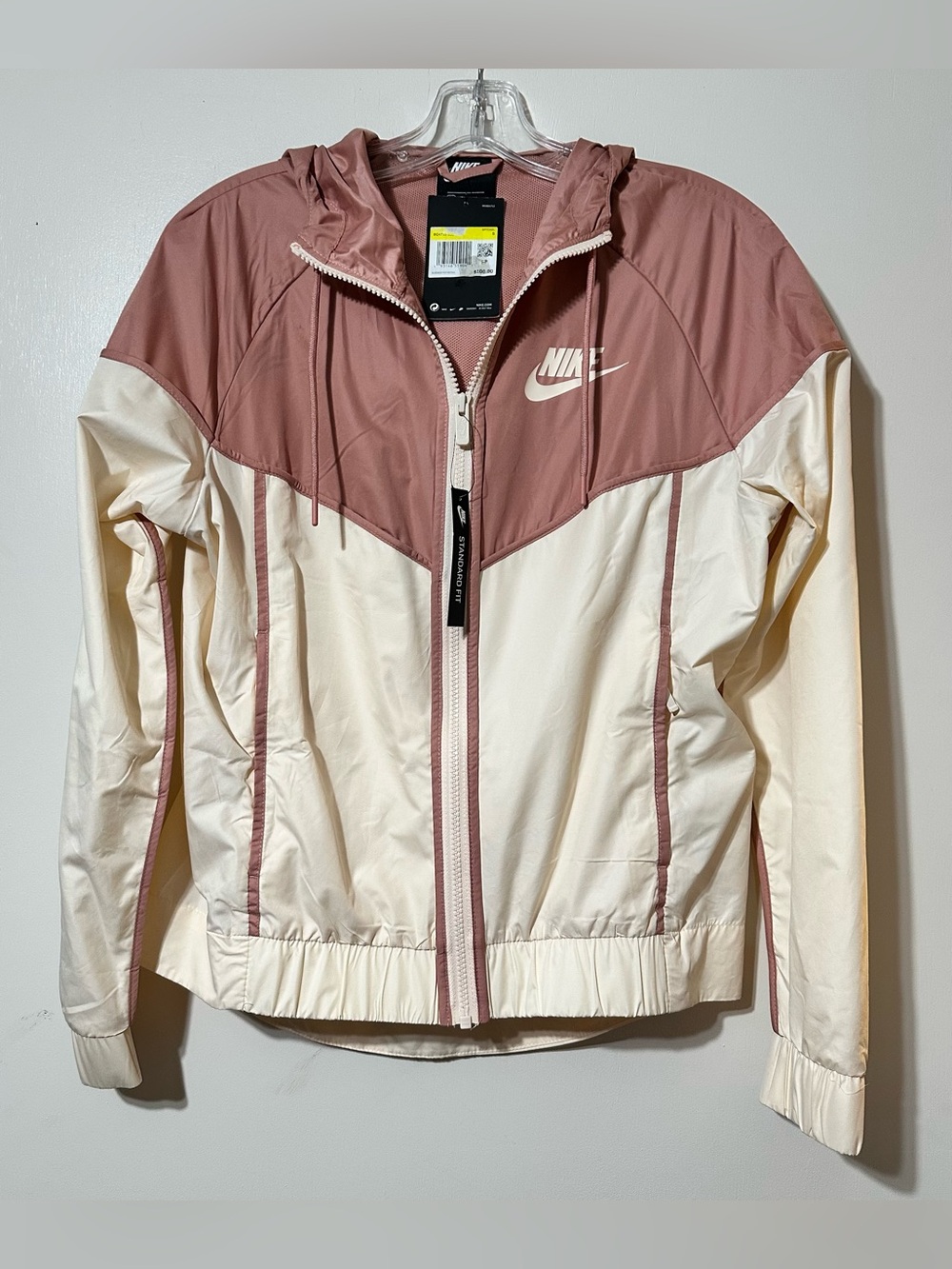 Nike Two-Tone Hooded Windbreaker Jacket - Pink/Cream NWT